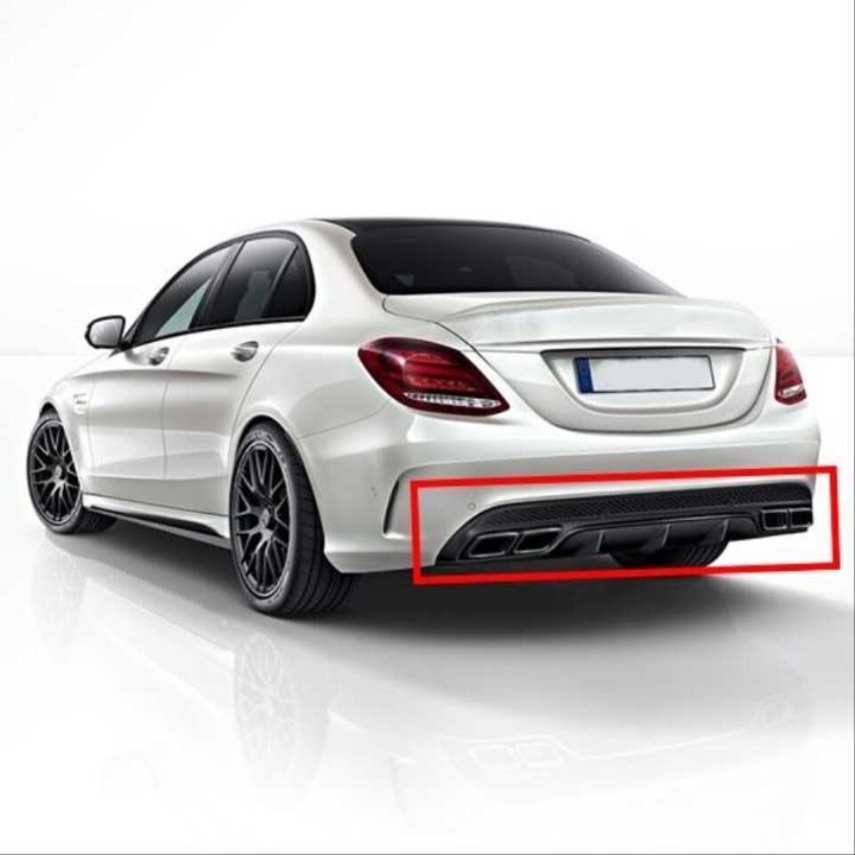 W205 C SERISI IÇIN SIYAH DIFUZOR & EGZOZ SETI (NORMAL SEDAN) - SIYAH EGZOZ ILE