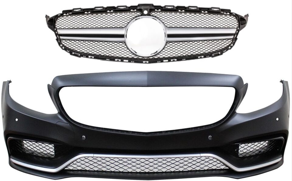 W205 C SERİSİ İÇİN C63 GÖRÜNÜM ÖN TAMPON PANJUR (SILVER TRIM)