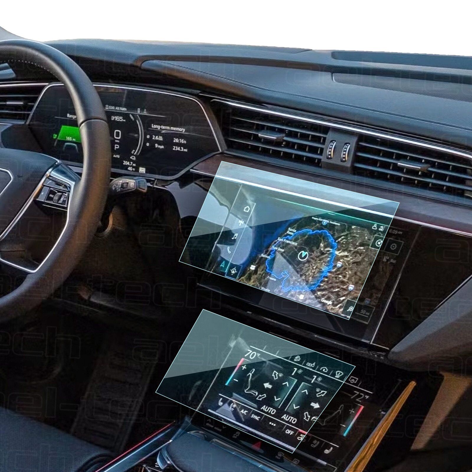 Audi e-tron 2019-2023 Uyumlu Navigasyon Ve İç Merkezi Kontrol 9H Nano Ekran Koruyucu 2'li Set