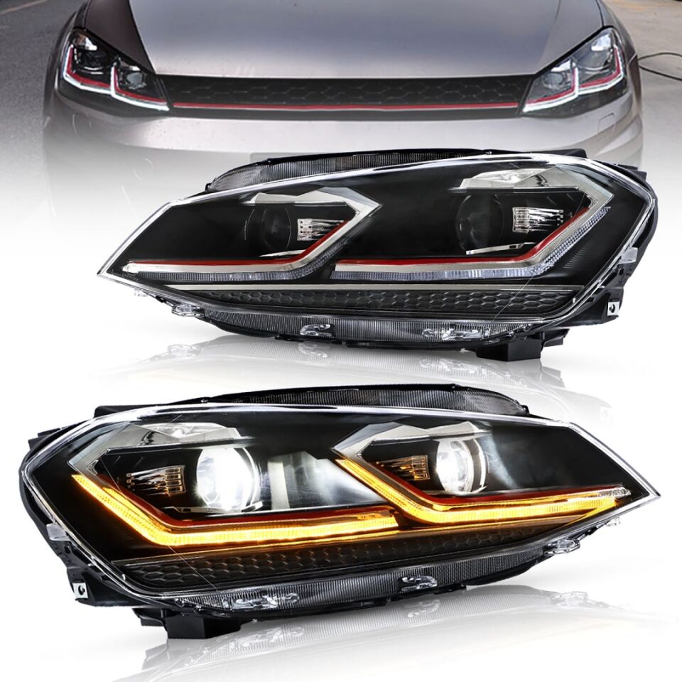 GOLF 7 MK7 2012-2018 IÇIN UYUMLU J LED FAR GTI KIRMIZI