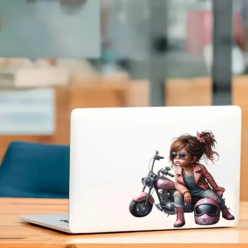 17,78 cm Motosiklet Kız Vinil Çıkartmaları - Laptop, Şişe, Kamyon, Telefon, Pencere, Duvar ve Araba için Uygun