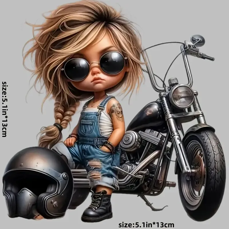 Kaprisli Motosiklet Kız Araba Sticker 13cmx13cm