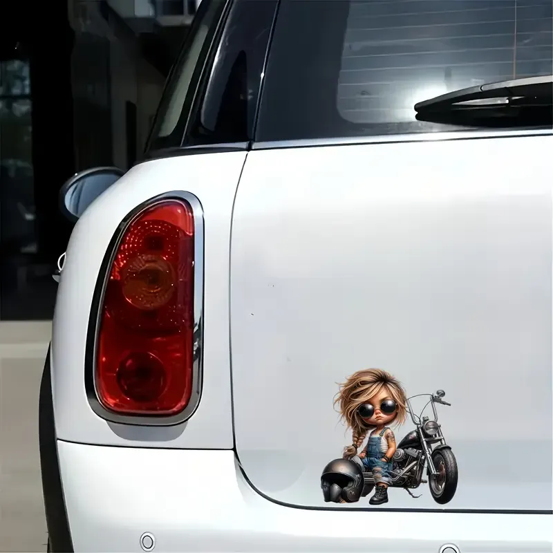 Kaprisli Motosiklet Kız Araba Sticker 13cmx13cm