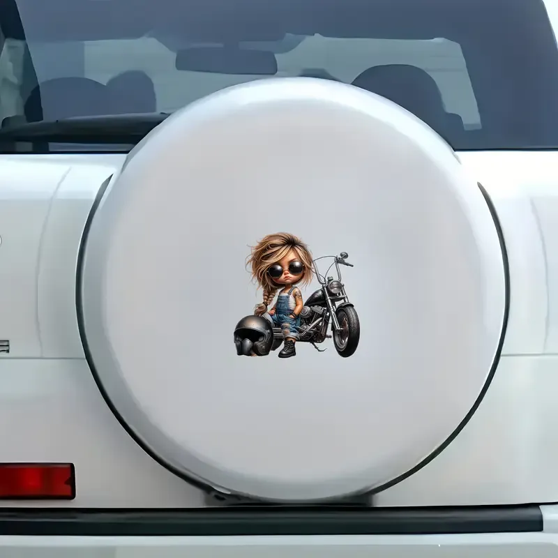 Kaprisli Motosiklet Kız Araba Sticker 13cmx13cm