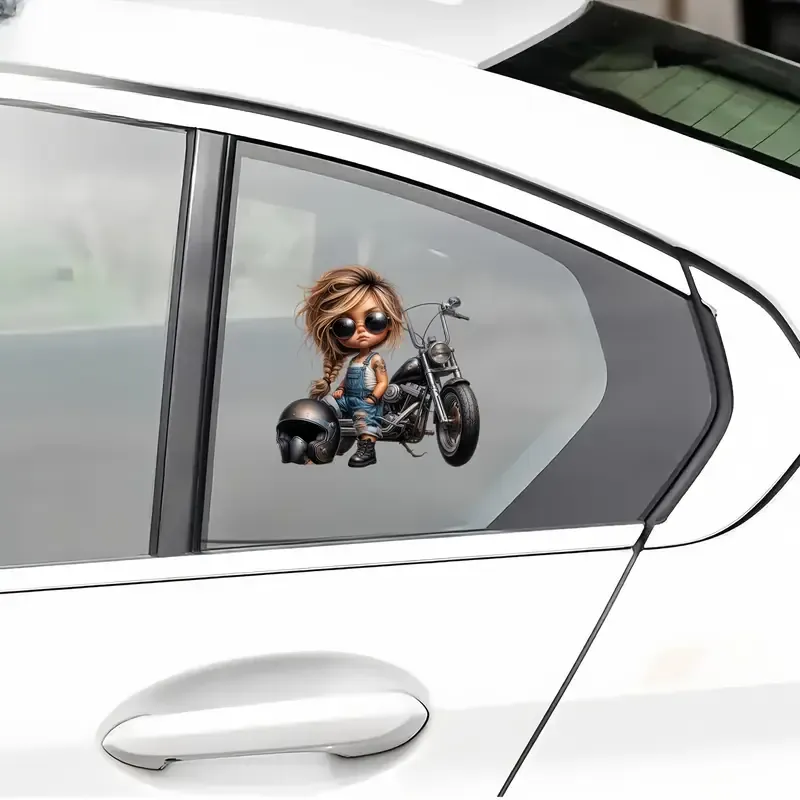 Kaprisli Motosiklet Kız Araba Sticker 13cmx13cm