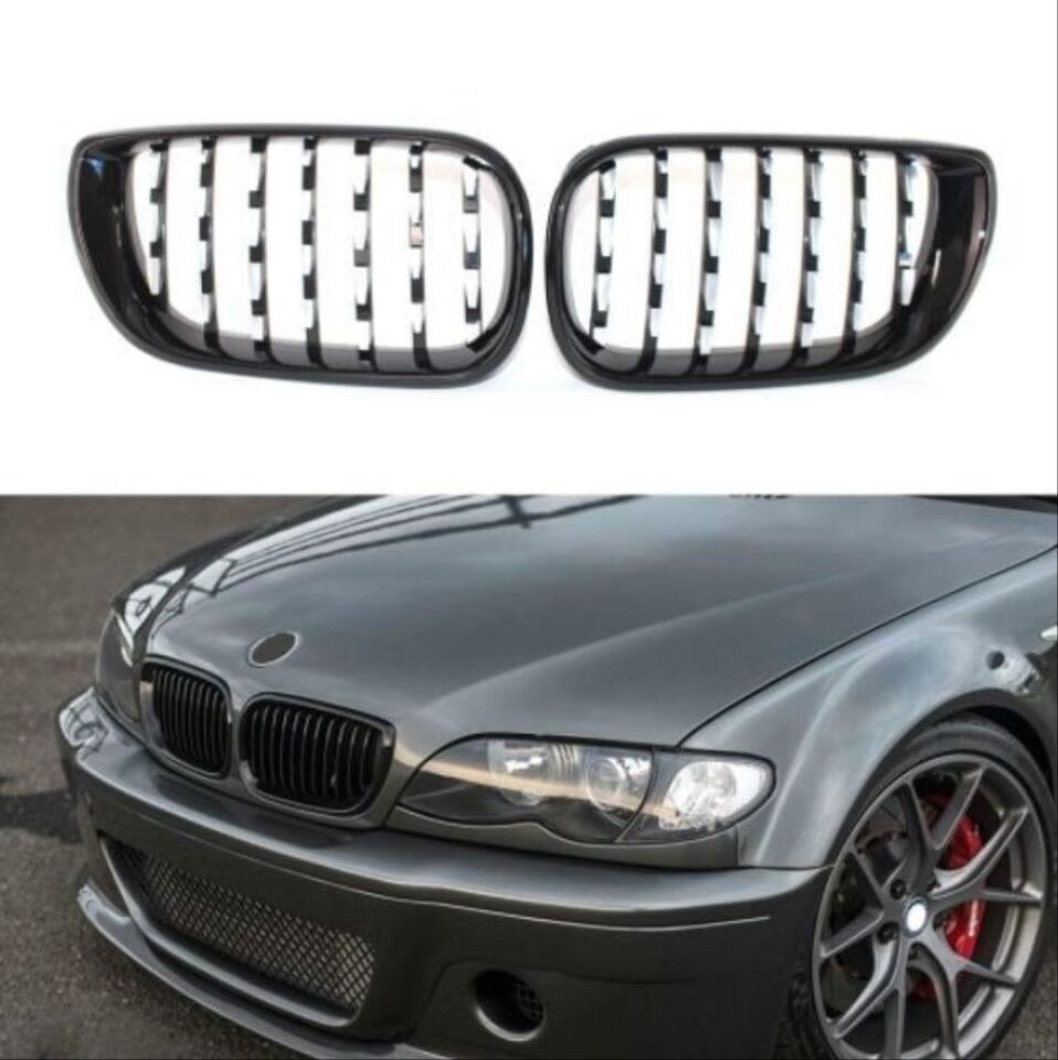 3 SERISI 2002-2004 E46 IÇIN UYUMLU DIAMOND PANJUR (BÖBREK)  PIANO BLACK   ÇERÇEVE