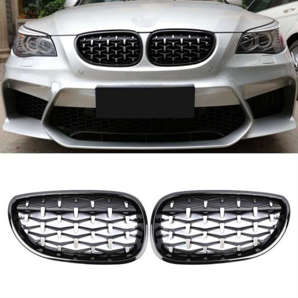 5 SERISI E60 2004-2009 IÇIN UYUMLU DIAMOND PANJUR (BÖBREK) PIANO BLACK  ÇERÇEVE