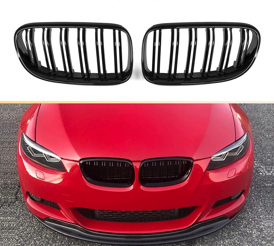 3 SERISI E92 2010-2013 IÇIN UYUMLU M3 GÖRÜNÜM PANJUR (CIFT CIZGI BÖBREK) PIANO BLACK (MAKYAJLI KASA)