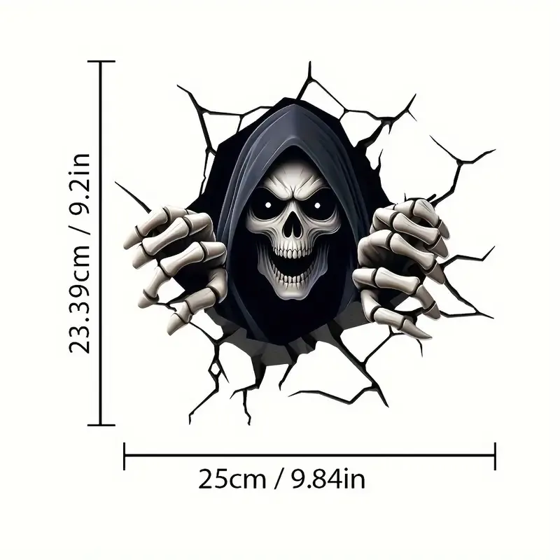 Korkunç Görünmez Kafatası-2 Pencere Çift Taraflı Çıkarılabilir Su Geçirmez Vinil Sticker