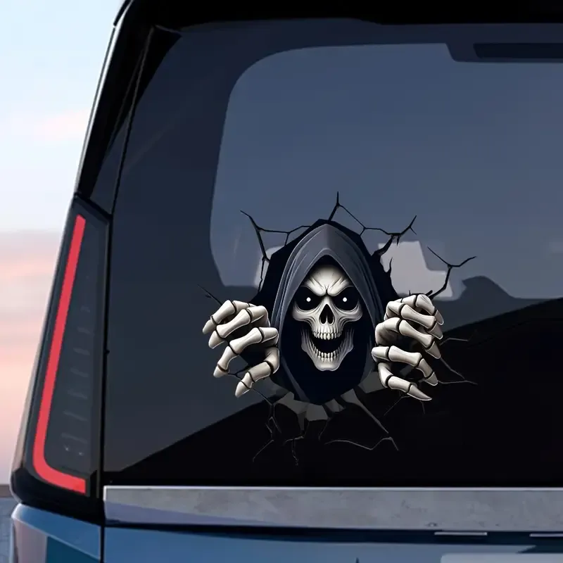 Korkunç Görünmez Kafatası-2 Pencere Çift Taraflı Çıkarılabilir Su Geçirmez Vinil Sticker