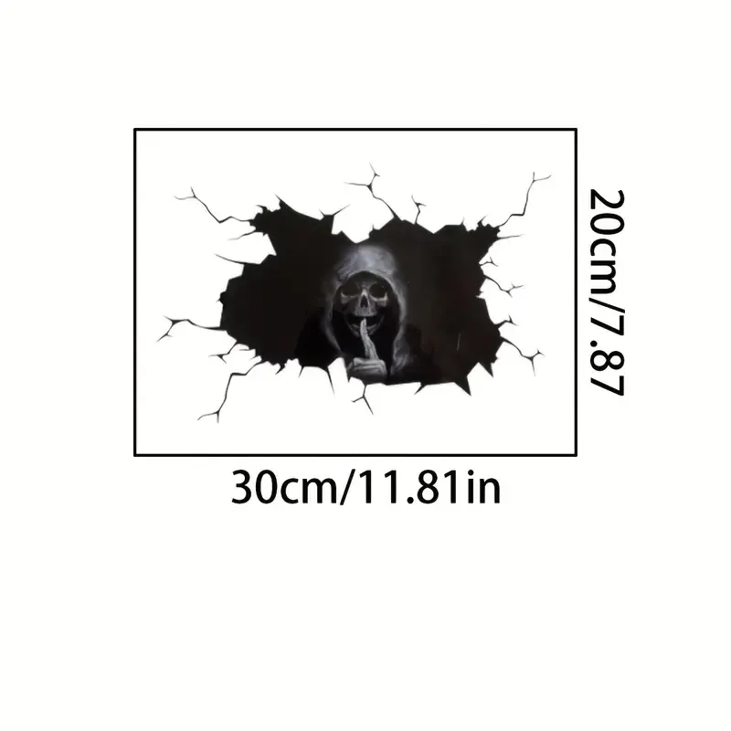 Korkunç Görünmez Kafatası-3 Pencere Çift Taraflı Çıkarılabilir Su Geçirmez Vinil Sticker