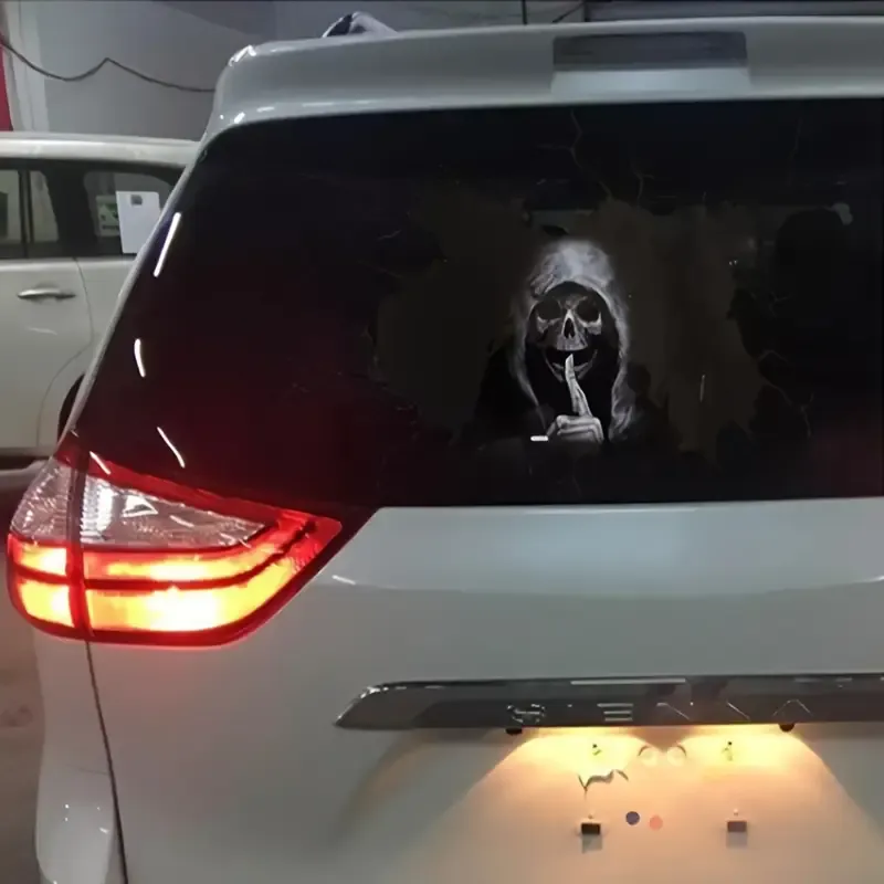 Korkunç Görünmez Kafatası-3 Pencere Çift Taraflı Çıkarılabilir Su Geçirmez Vinil Sticker