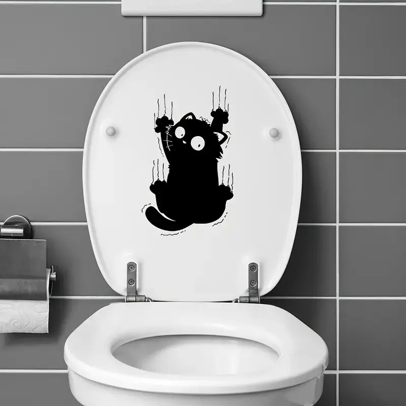 Eğlenceli Kedi Kendinden Yapışkanlı Vinil Sticker - Banyo, Kapı, Buzdolabı & Pencere Dekoru için Çok Yönlü