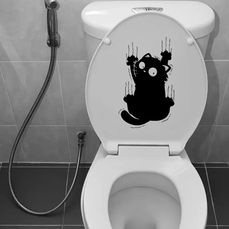 Eğlenceli Kedi Kendinden Yapışkanlı Vinil Sticker - Banyo, Kapı, Buzdolabı & Pencere Dekoru için Çok Yönlü