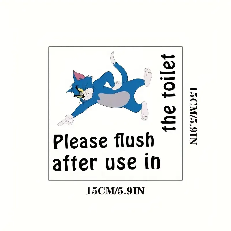 Kedi Eğlenceli Hatırlatma Tuvalet Vinil Sticker