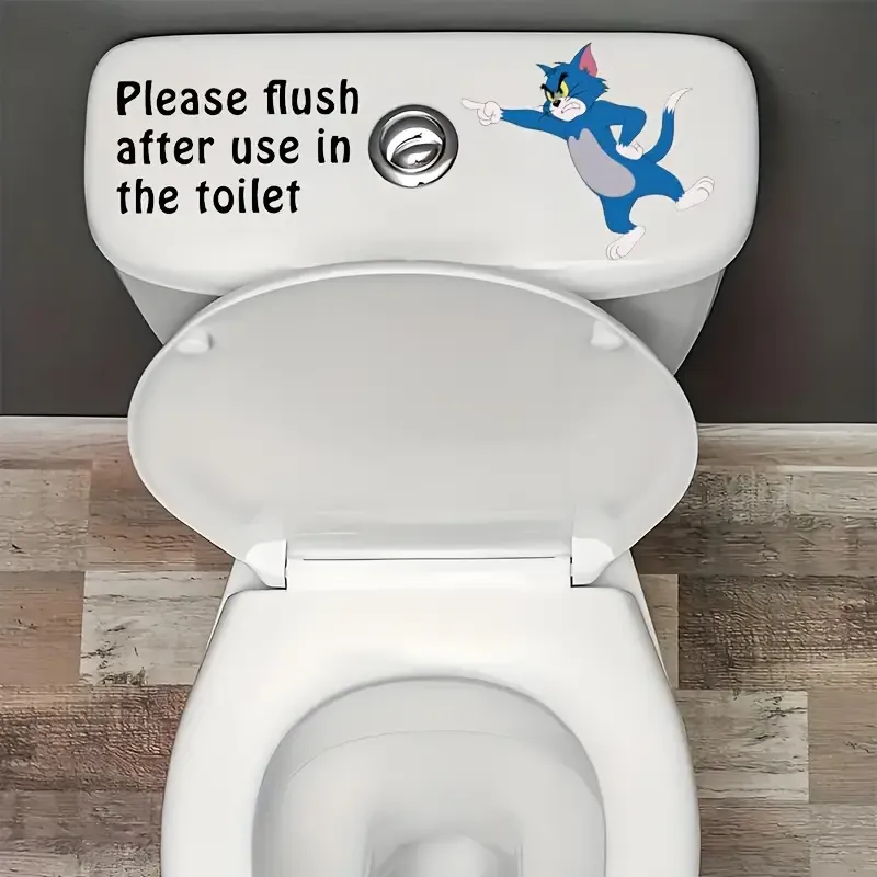 Kedi Eğlenceli Hatırlatma Tuvalet Vinil Sticker