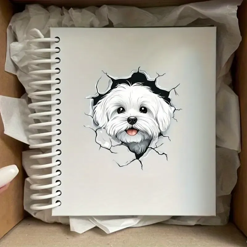 3D Düz Sevimli Beyaz Köpek Yaratıcı Vinil Sticker