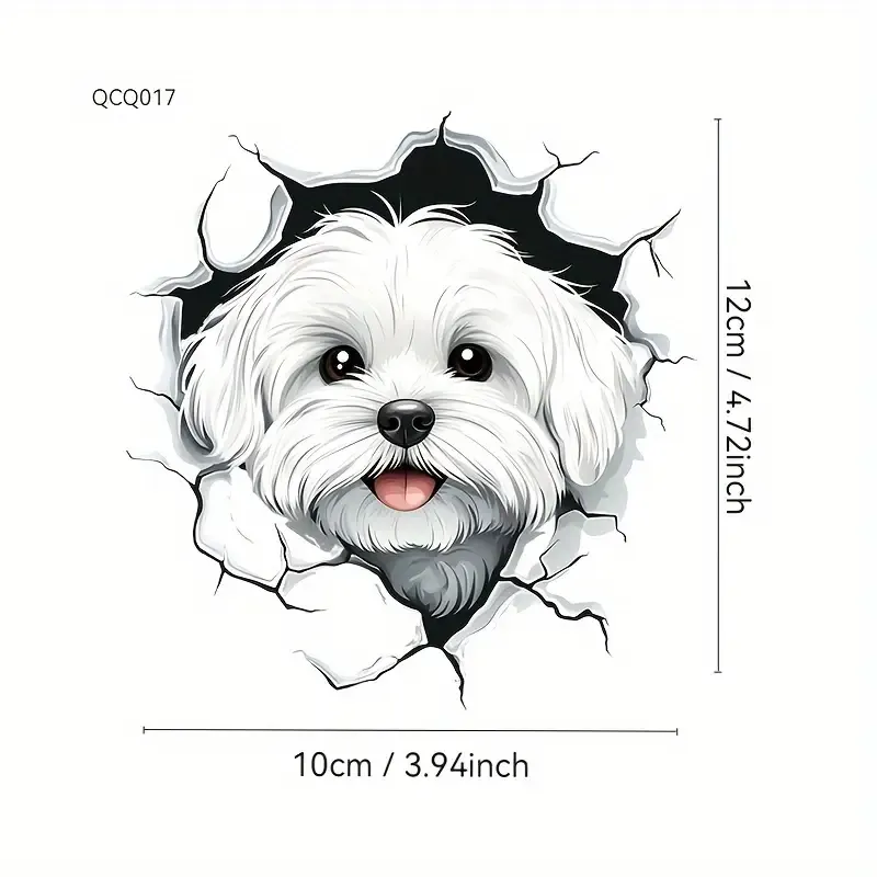 3D Düz Sevimli Beyaz Köpek Yaratıcı Vinil Sticker