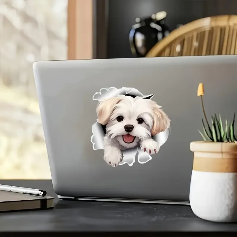 3D Sevimli Köpek Su Geçirmez Vinil Stickerı