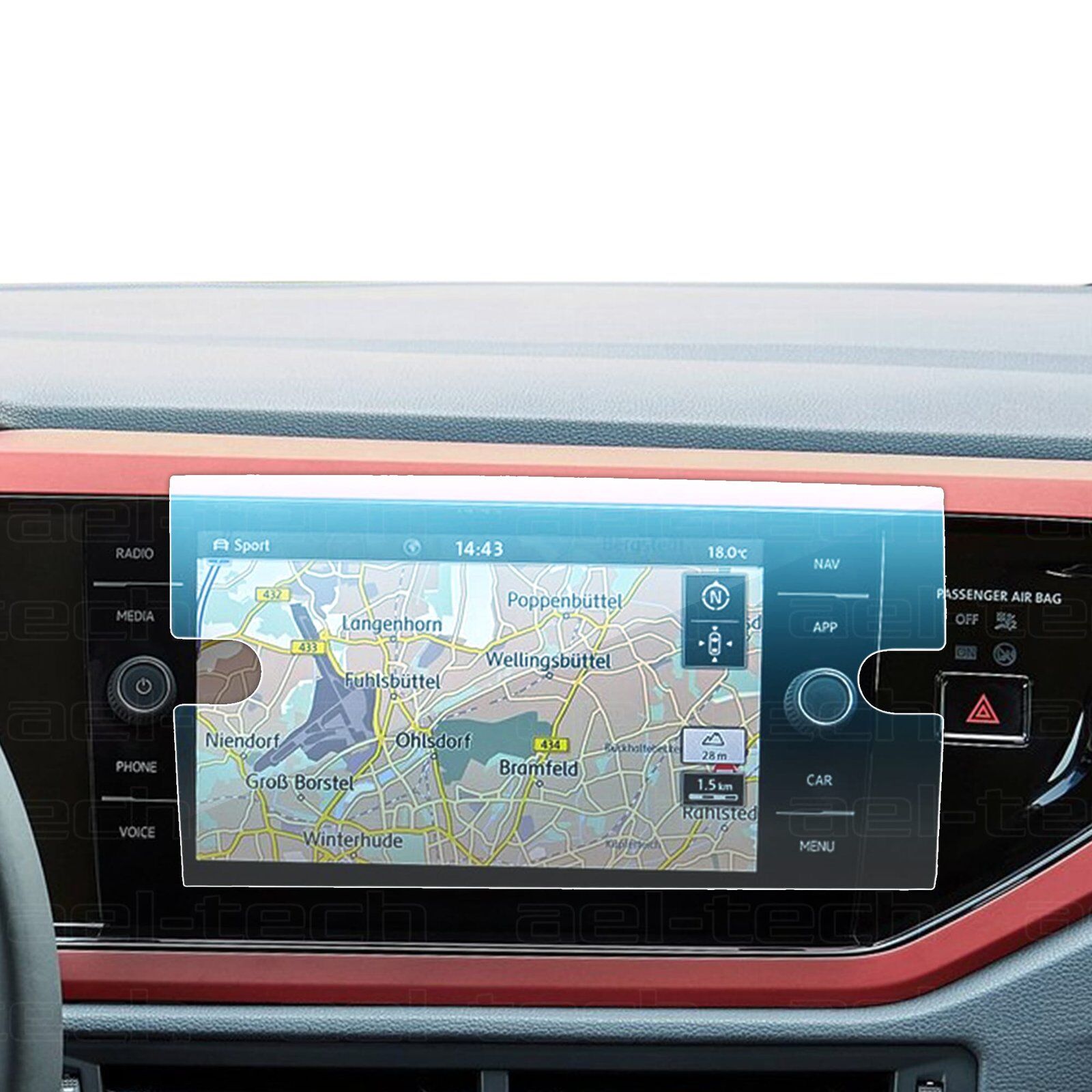 Volkswagen Polo 2017-2022 Uyumlu 8 İnç Navigasyon 9H Nano Ekran Koruyucu