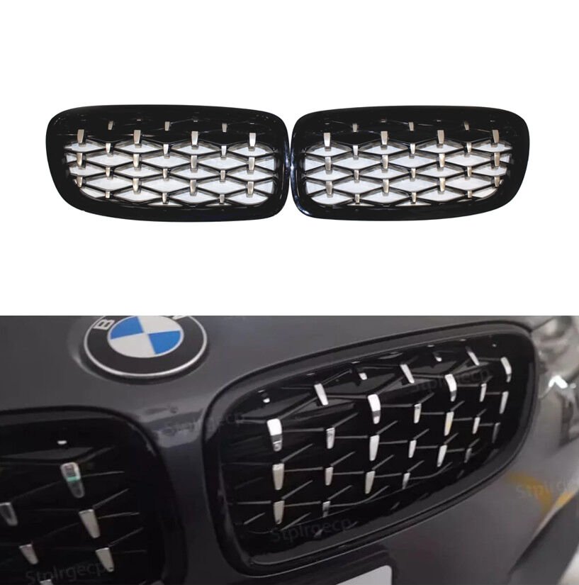 Bmw F30 3 Serisi Uyumlu  Diamond Ön Panjur Izgara Böbrek Piano Black ve  Krom 2011+