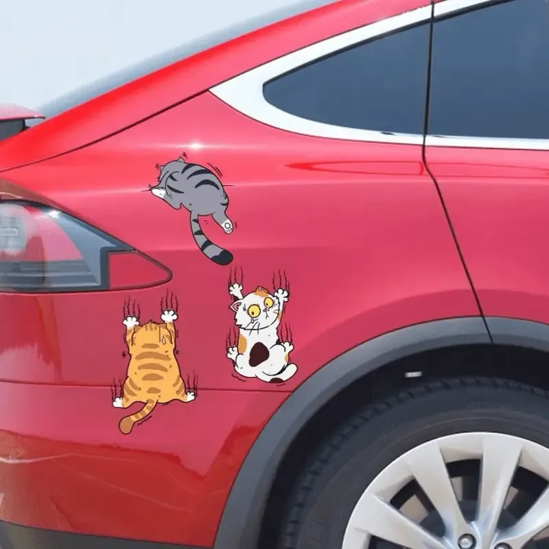 Sevimli Kedi Araba Stickerı - Kedi Severler İçin Mükemmel