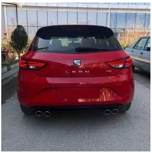 Seat Leon Uyumlu 2014 - 2018 Arka Difüzör 4 Egzoz Çıkışlı - ABS Plastik Sportif Tampon Eki