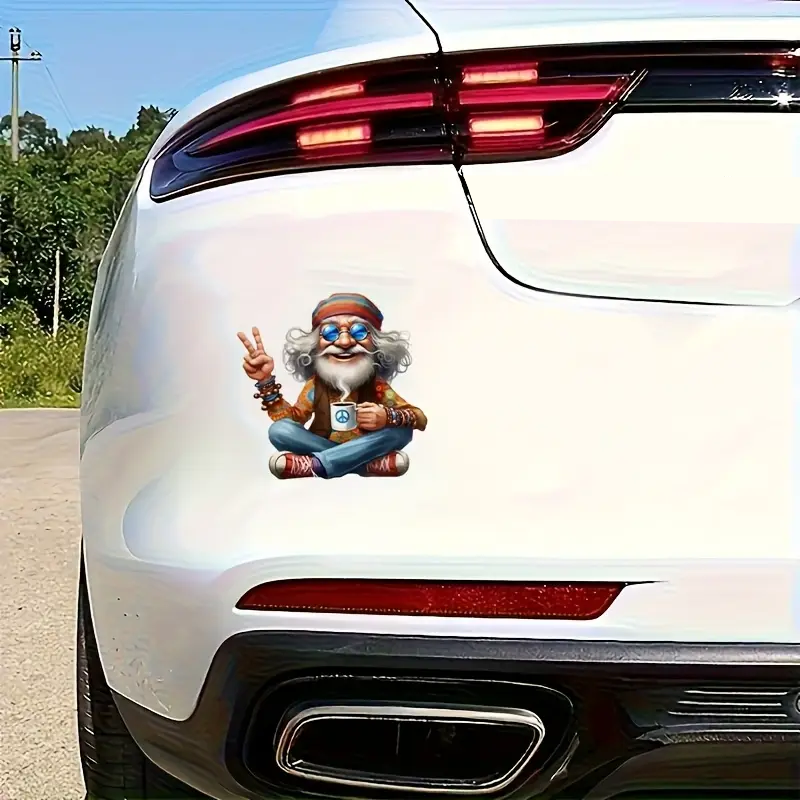 Hippi Büyükbaba ile Kahve Vinil Sticker