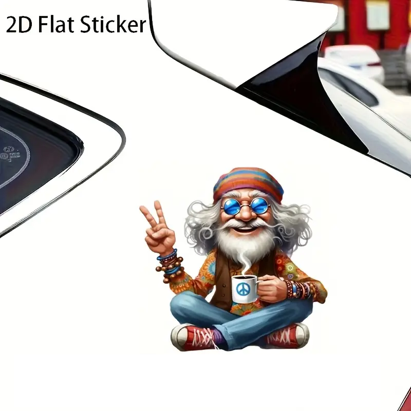 Hippi Büyükbaba ile Kahve Vinil Sticker