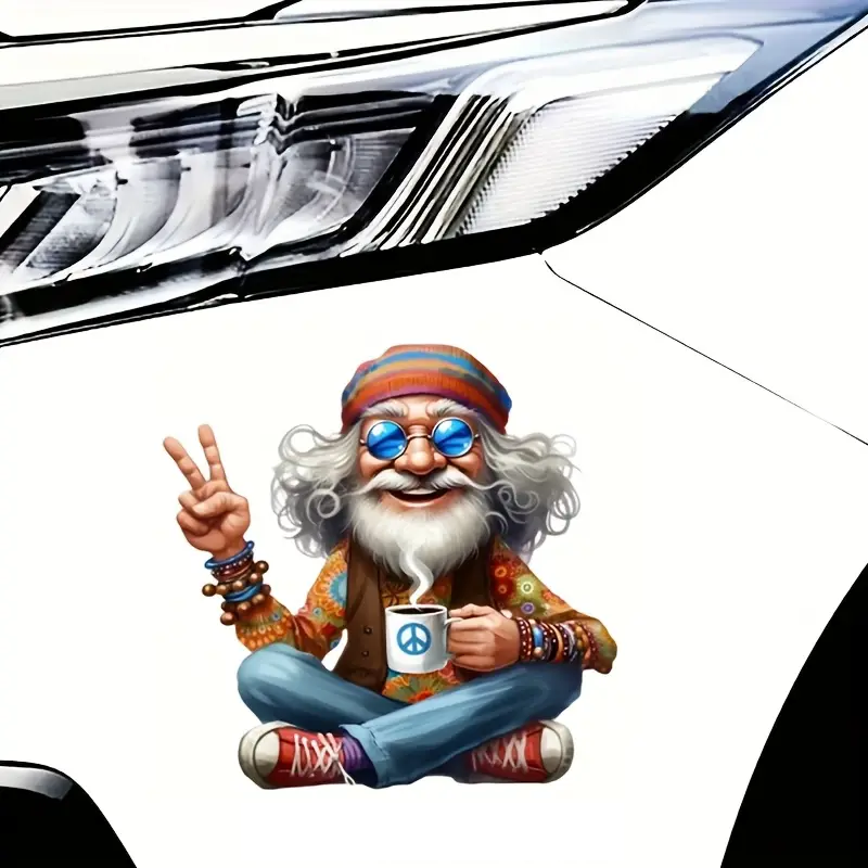 Hippi Büyükbaba ile Kahve Vinil Sticker