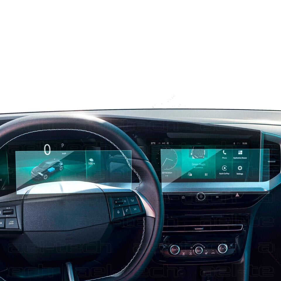 Opel Mokka 2025 Uyumlu Dijital Gösterge ve 10 inç Navigasyon 9H Nano Ekran Koruyucu 2'li Set