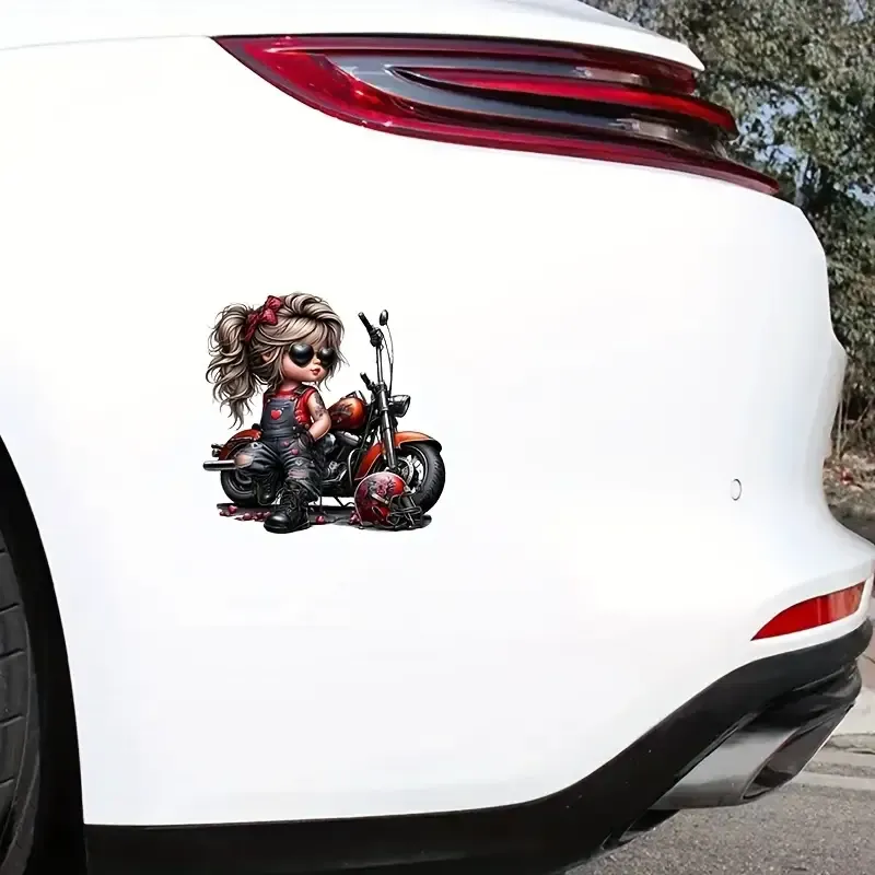 Motorcu Kız-3 Vinil Sticker