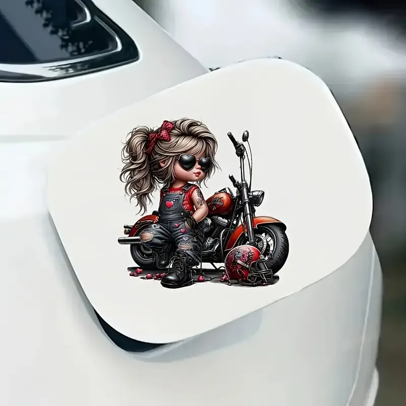 Motorcu Kız-3 Vinil Sticker