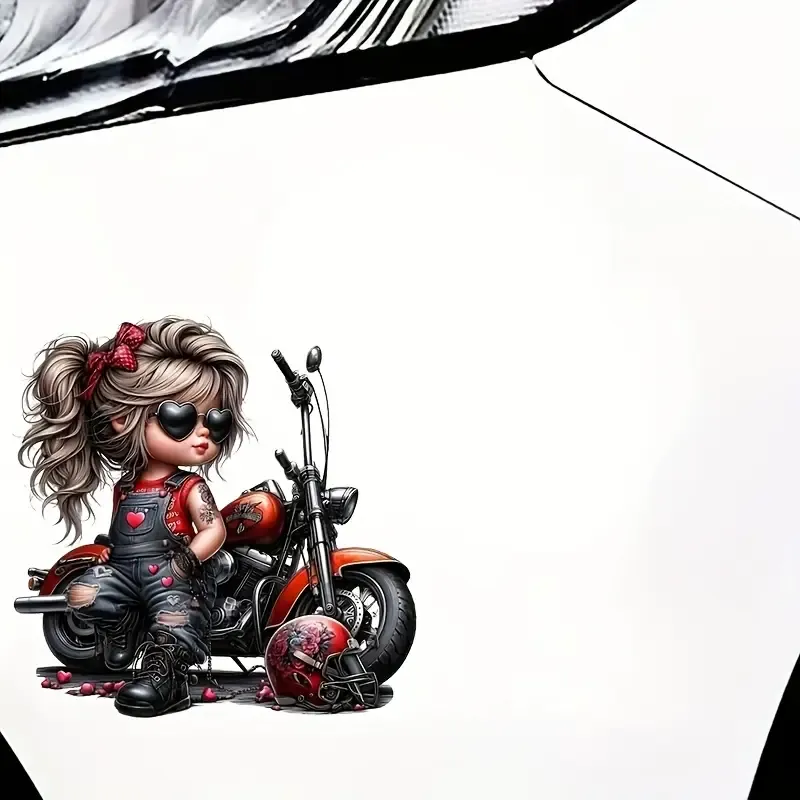 Motorcu Kız-3 Vinil Sticker