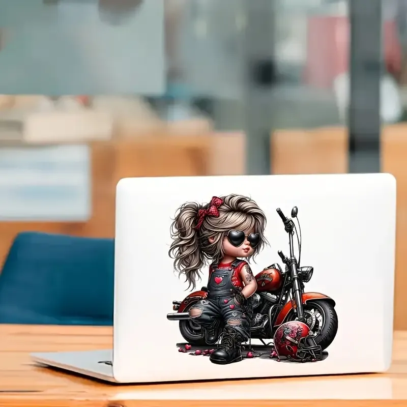 Motorcu Kız-3 Vinil Sticker