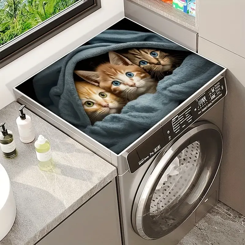 Sevimli Kediler Çamaşır Makinesi Üst Koruyucu