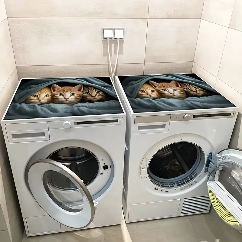 Sevimli Kediler Çamaşır Makinesi Üst Koruyucu