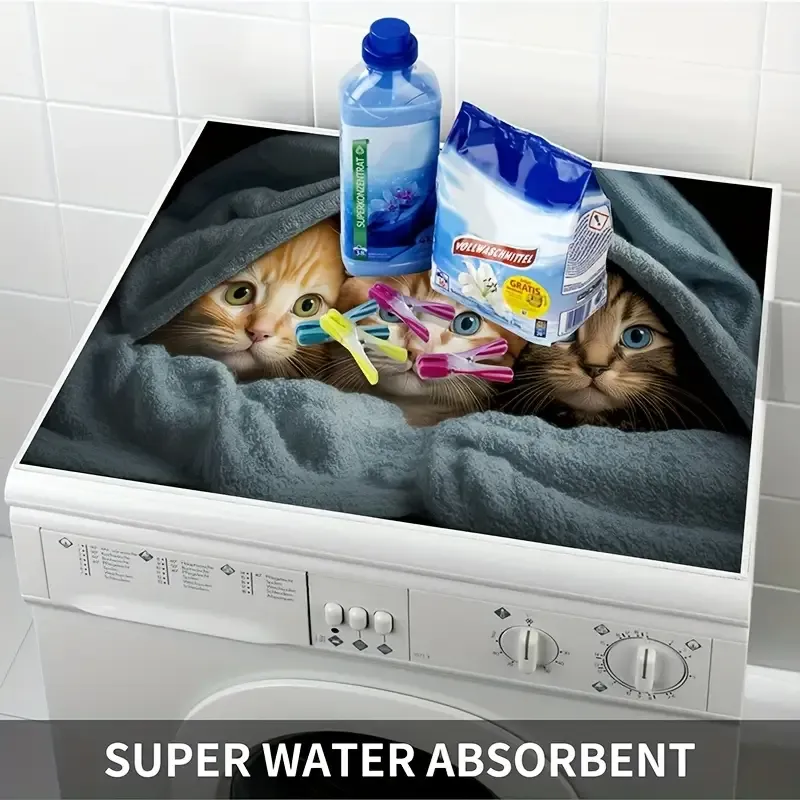 Sevimli Kediler Çamaşır Makinesi Üst Koruyucu