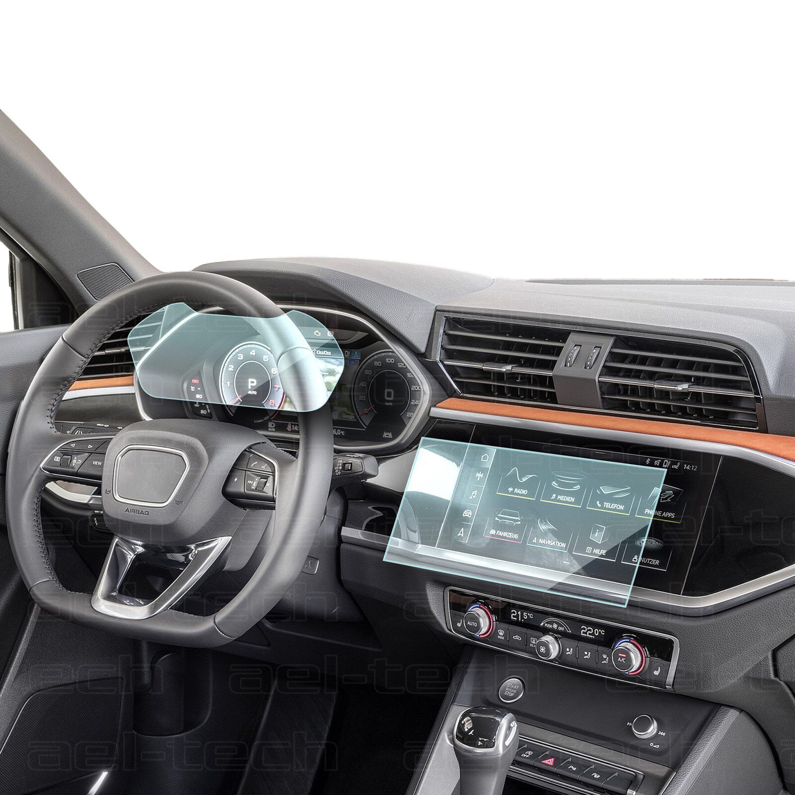 Audi Q3 Dijital Gösterge ve Navigasyon Uyumlu Nano Ekran Koruyucu 2li Set 2021-2025