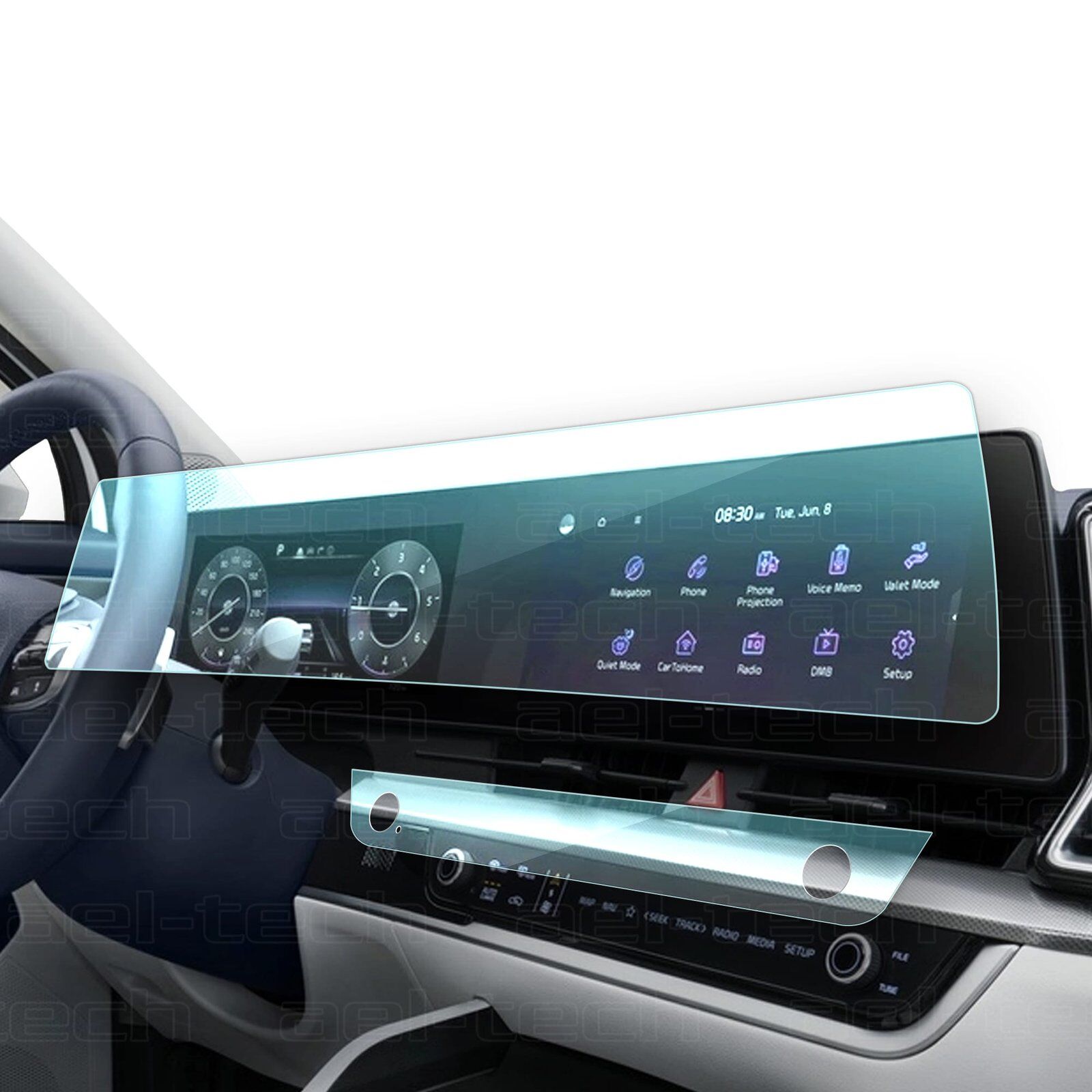 Kia Sportage 2022-2025 Prestige/Elegance Konfor Uyumlu 12.3 İnç Navigasyon ve Klima 9H Nano Ekran Koruyucu 2'li Set