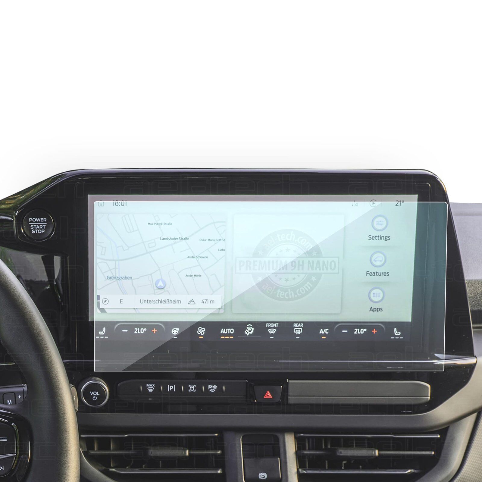 Ford Tourneo Custom 2024-2025 Uyumlu 13 İnç Navigasyon 9H Nano Ekran Koruyucu