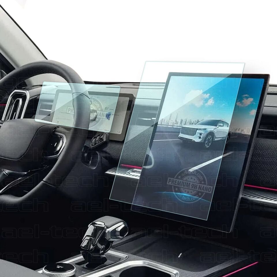 Jaecoo 7 Evolve Uyumlu 14.8 İnç Navigasyon ve 10.25 İnç Dijital Gösterge 9H Nano Ekran Koruyucu 2'li Set