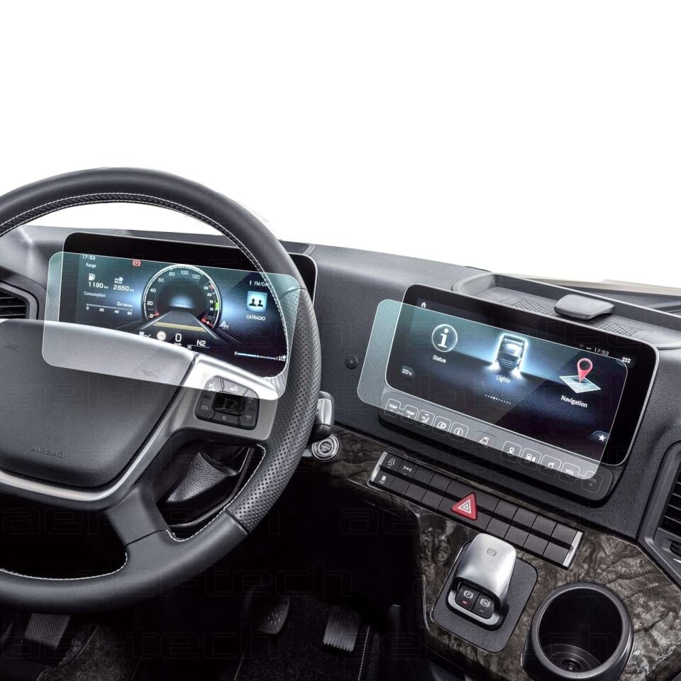 Mercedes Actros Uyumlu Dijital Gösterge ve Navigasyon 9H Nano Ekran Koruyucu 2'li Set