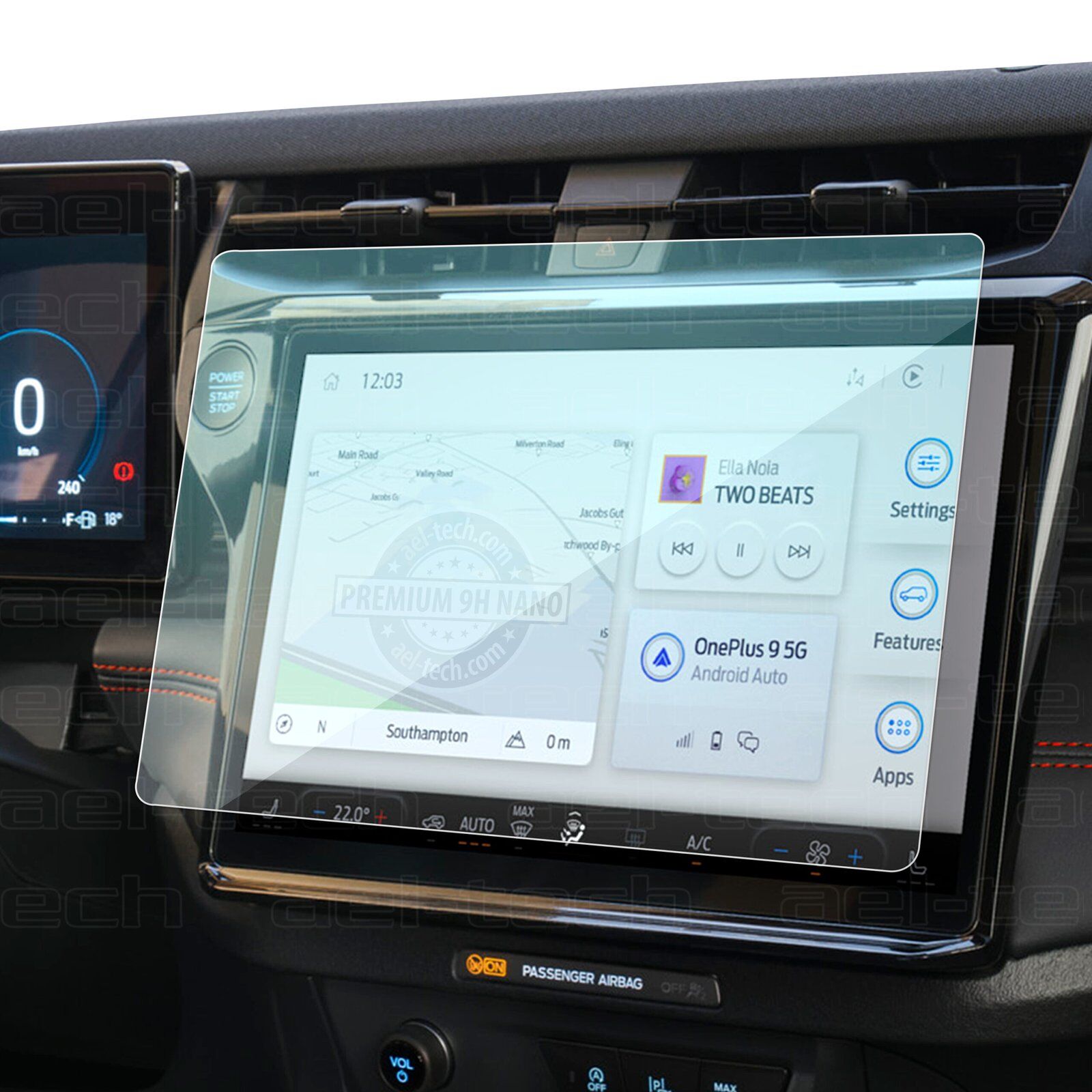 Ford Puma 2024-2025 Uyumlu 12 inç Navigasyon 9H Nano Ekran Koruyucu