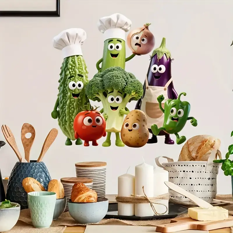 Canlı Karikatür Sebze Duvar Çıkartmaları