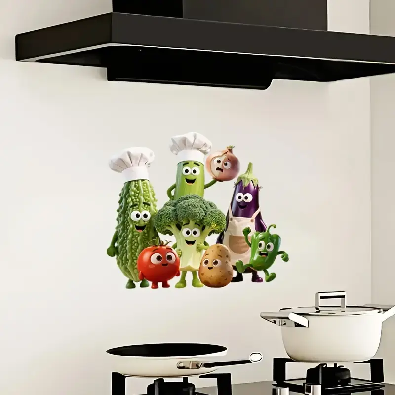 Canlı Karikatür Sebze Duvar Çıkartmaları