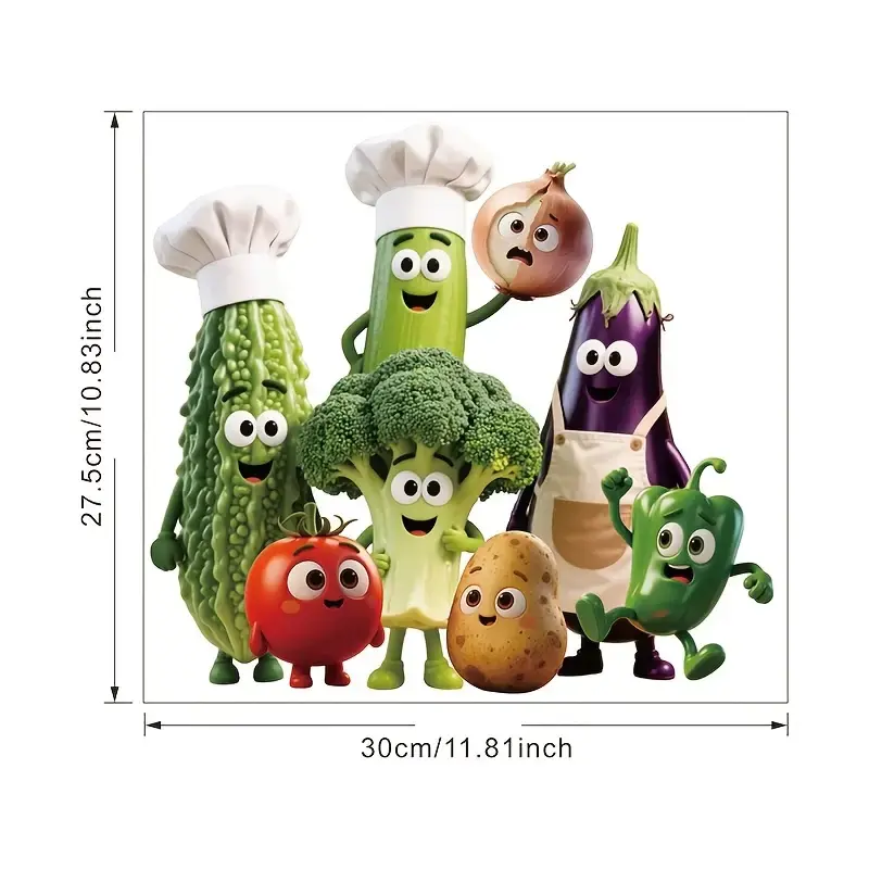 Canlı Karikatür Sebze Duvar Çıkartmaları