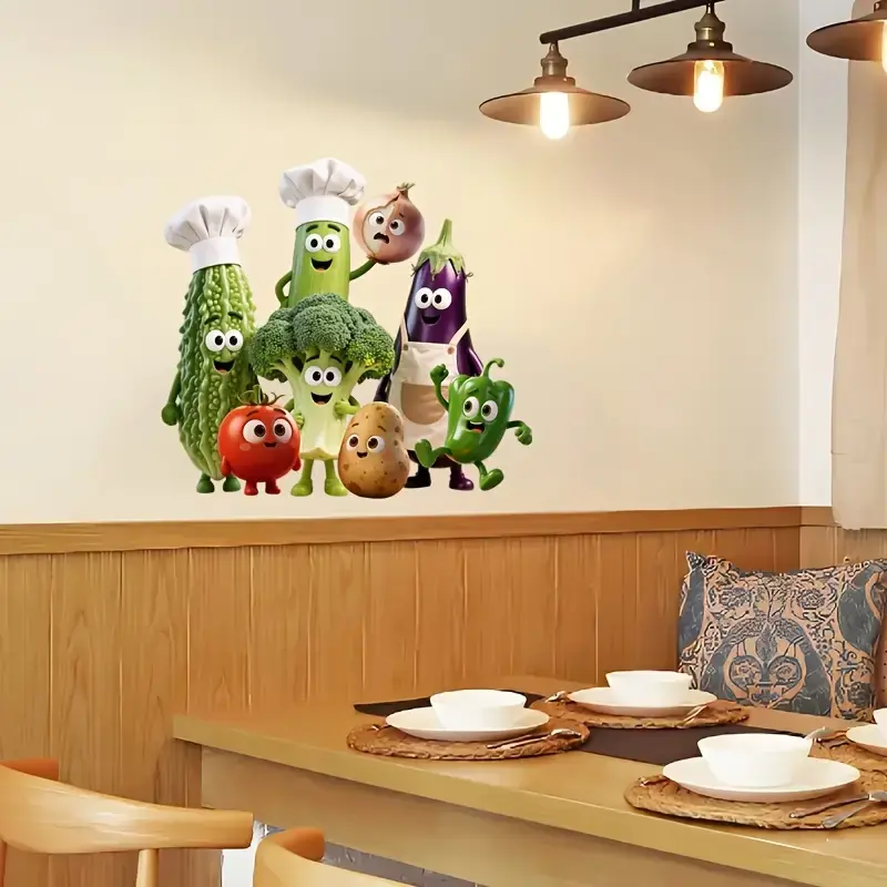 Canlı Karikatür Sebze Duvar Çıkartmaları