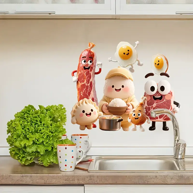 Komik Yemek Yüzü Duvar Stickerı