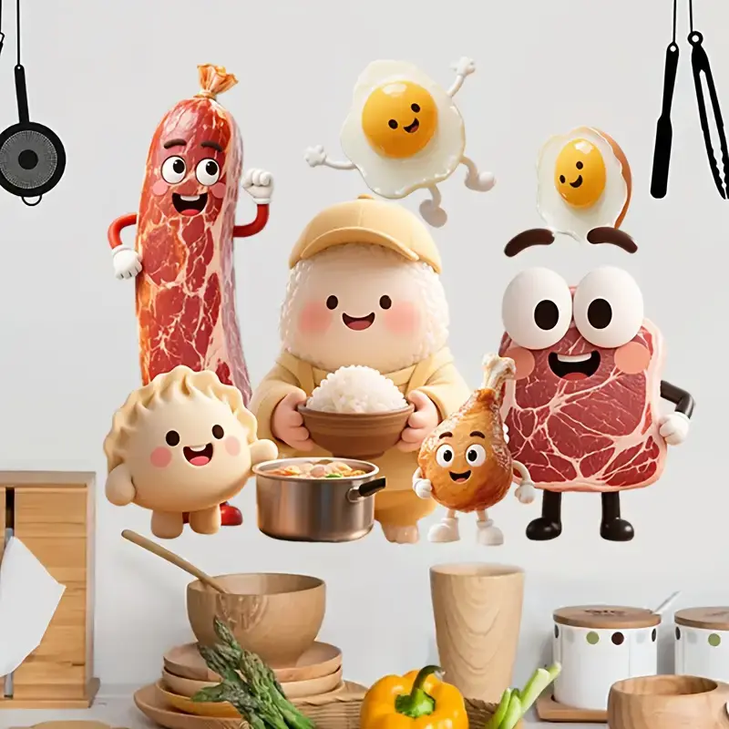 Komik Yemek Yüzü Duvar Stickerı